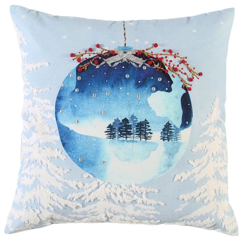 20 x 20 in. Blue Winter Wonderland Ornament Decorative Throw Pillow