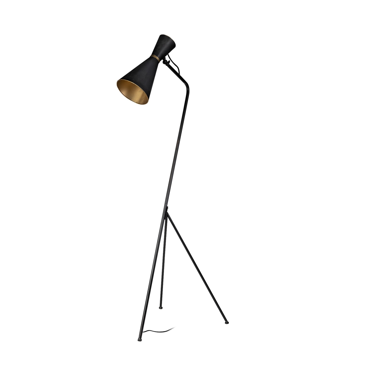 Conical Metal Floor Lamp, Black & Brass
