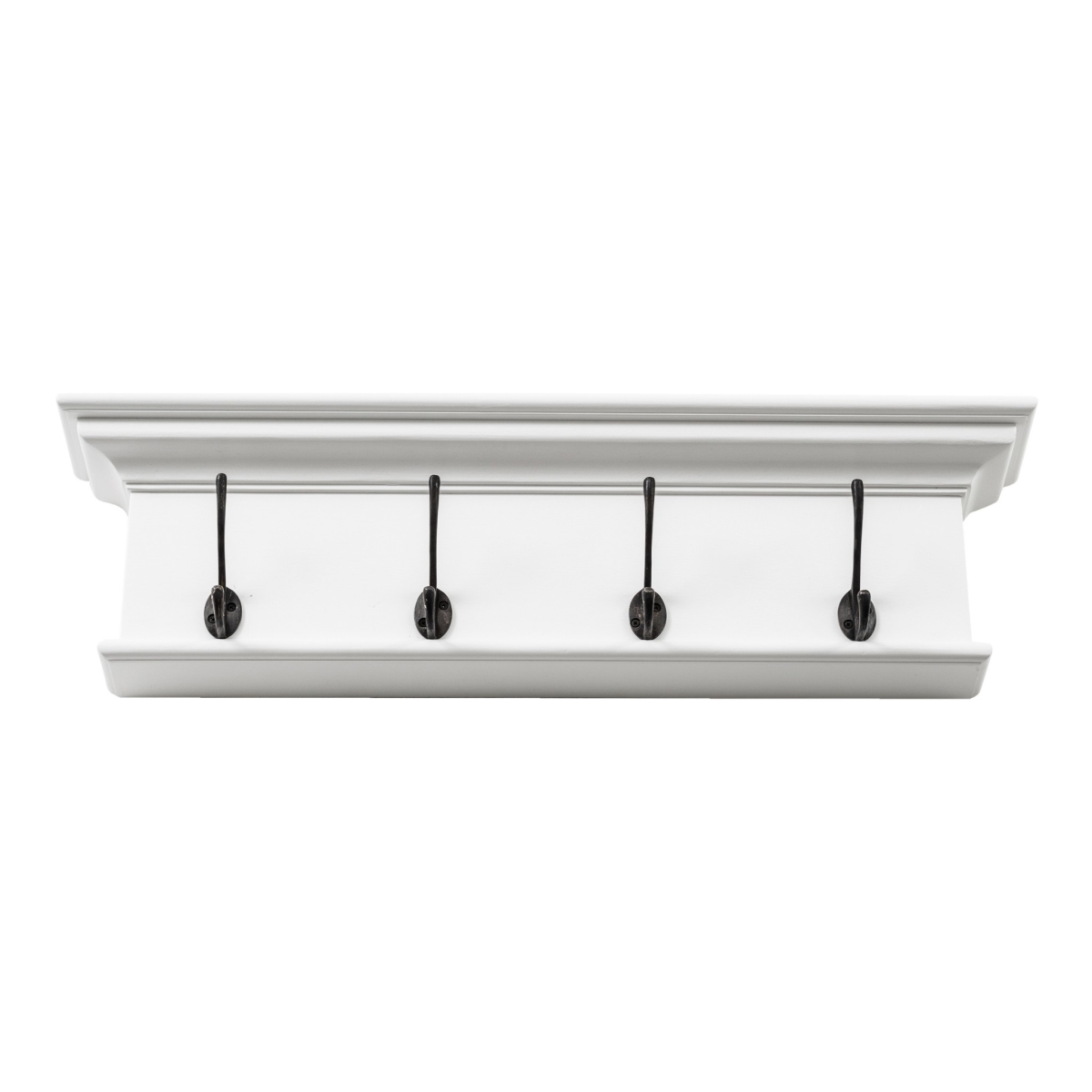 397661 7.87 x 27.56 x 3.94 in. Classic White Four Hook Hanging Coat Rack