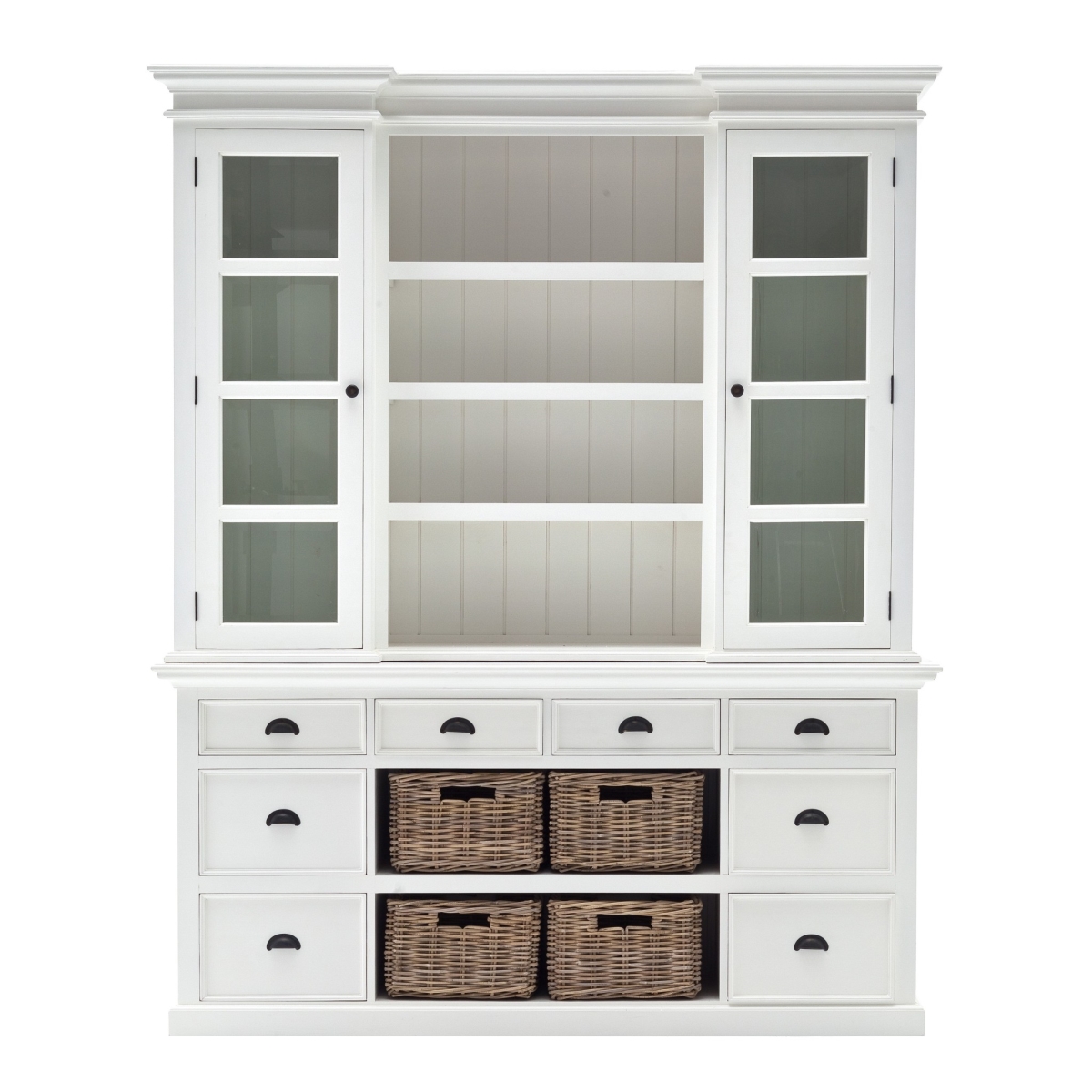 Picture of HomeRoots 397667 86.61 in. Library Hutch with Basket Set&#44; Classic White