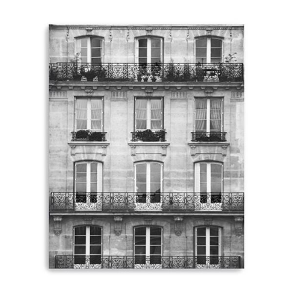 20 x 16 in. Balcony View Black & White Photo Real Canvas Wall Art