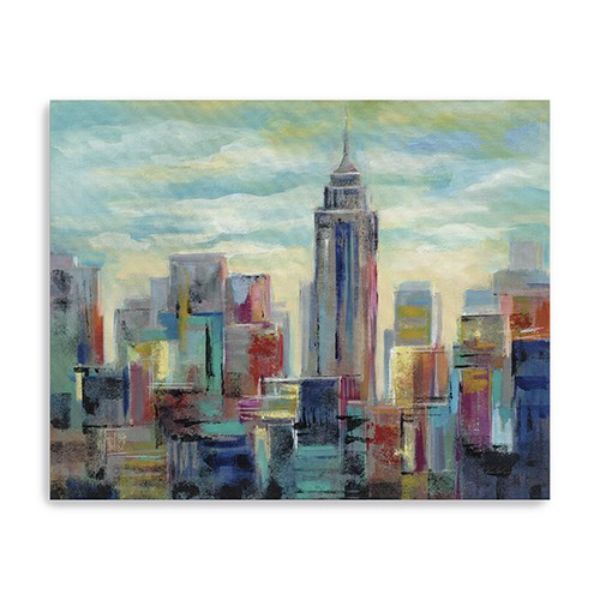 30 x 24 in. Vibrant NYC Skyline Blue Canvas Wall Art