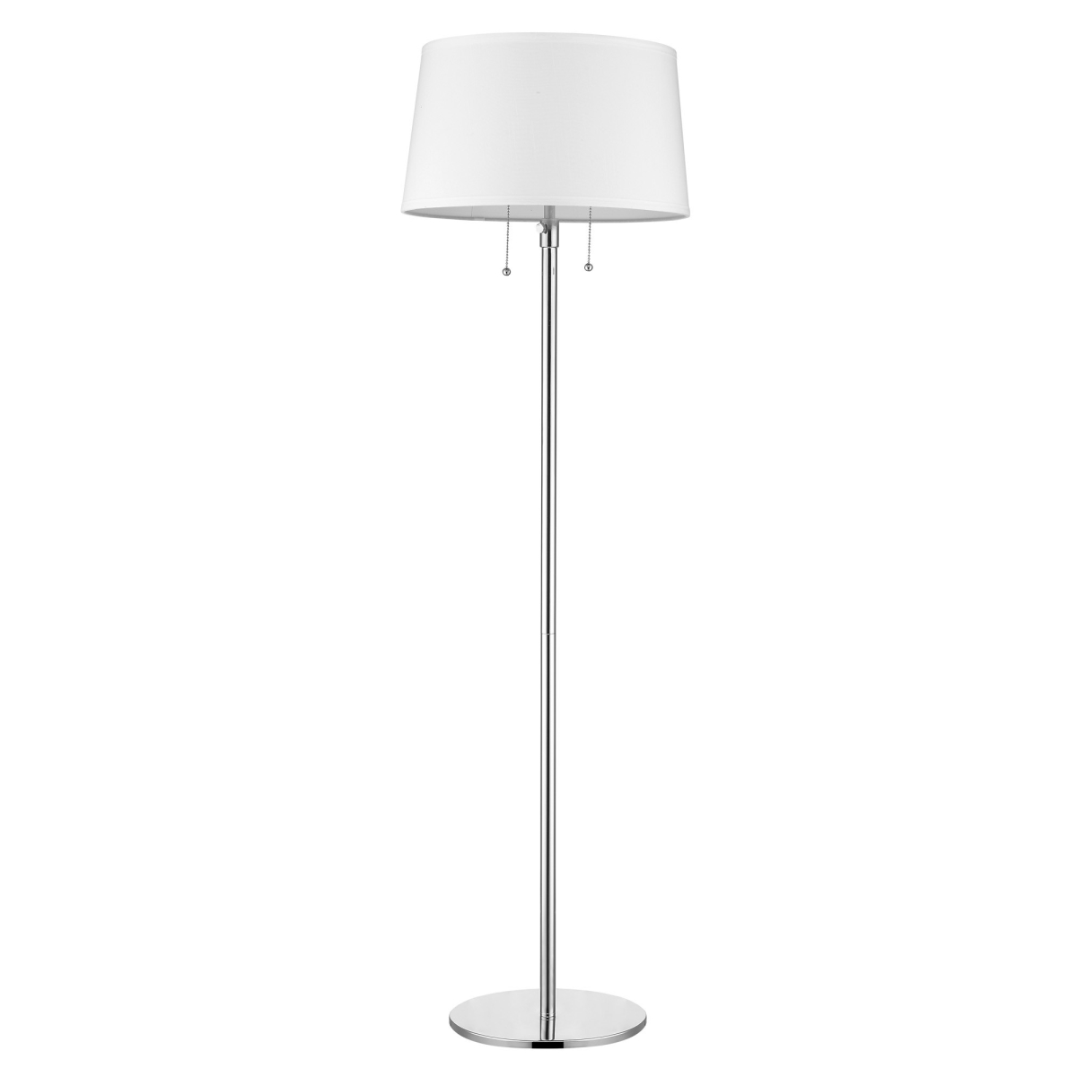 59 x 16 x 16 in. Urban Basic 2-Light Polished Chrome Adjustable Floor Lamp with Off White Linen Shade