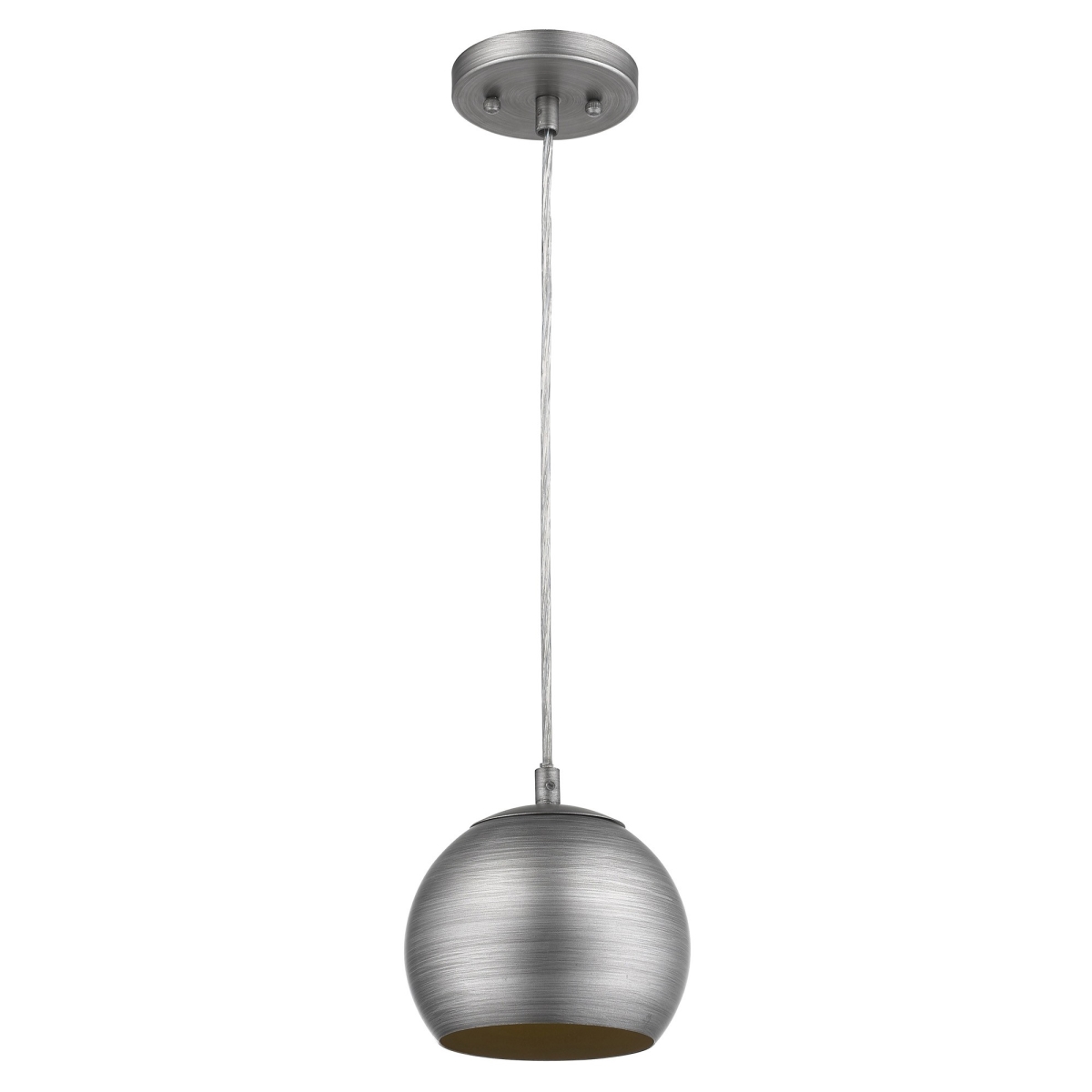 7 in. Latitude 1-Light Hand Painted Weathered Pewter Pendant with Gold Interior Shade