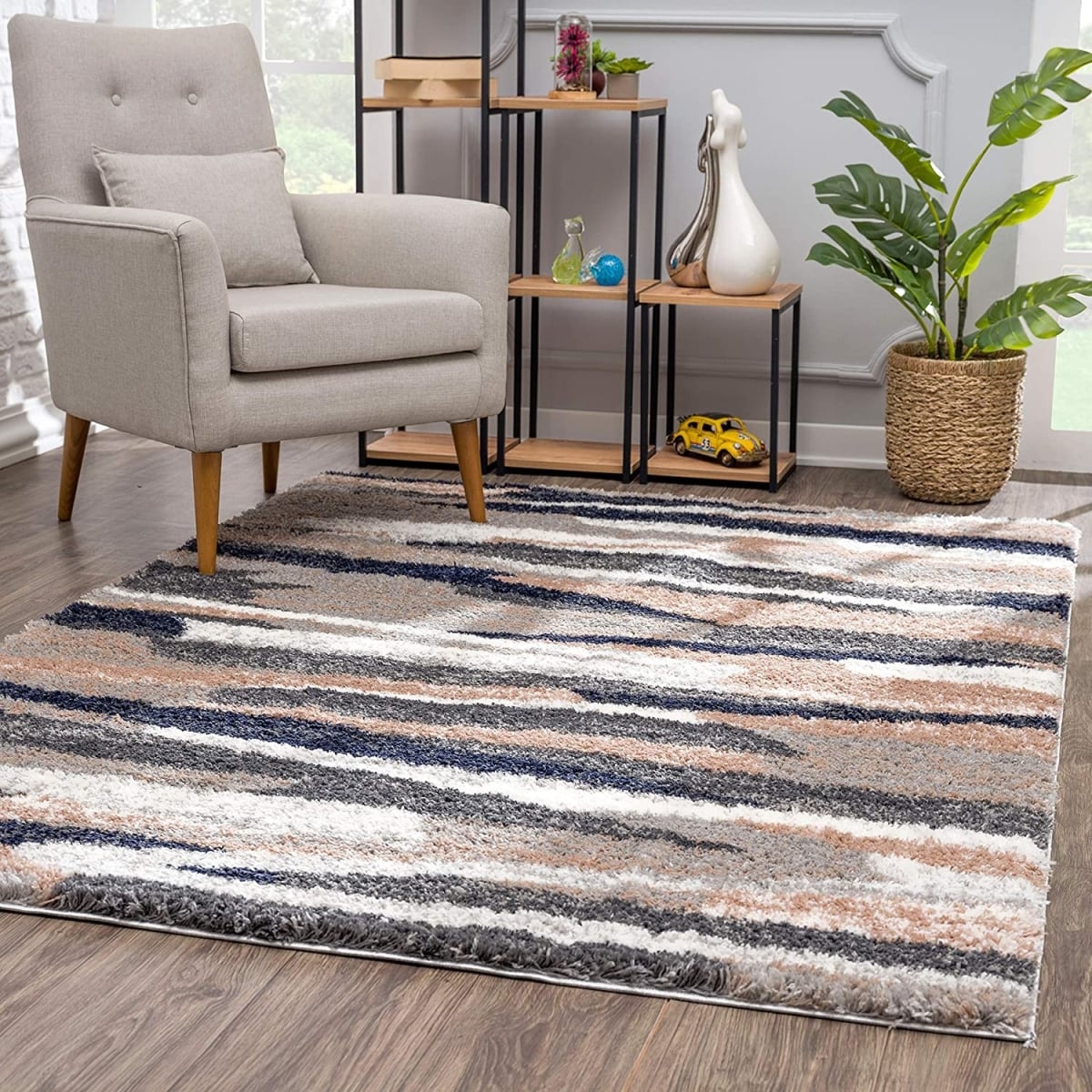 392355 8 x 11 ft. Gray & Black Strokes Area Rug