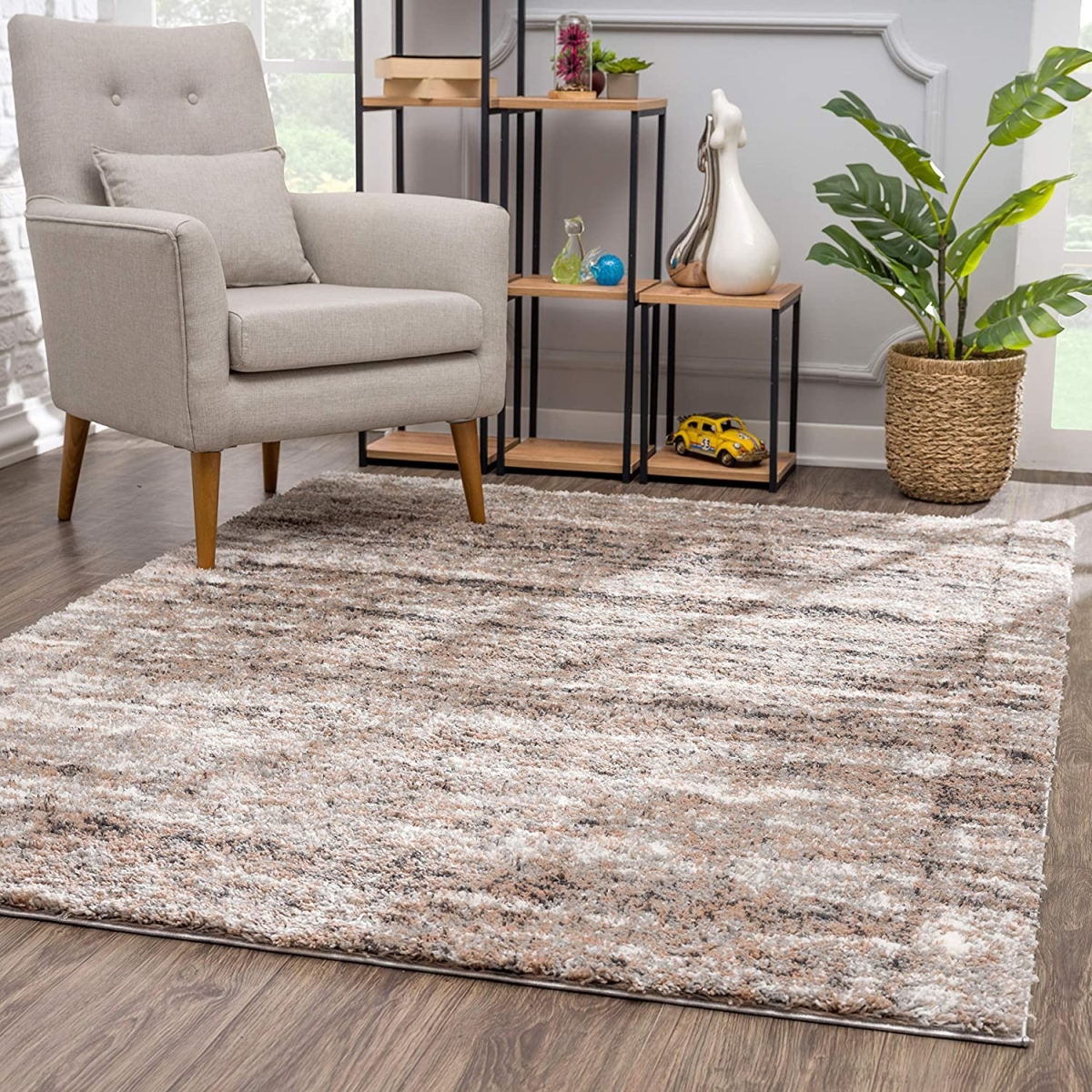 Retro Mod Area Rug - Ivory & Brown - 4' x 6'