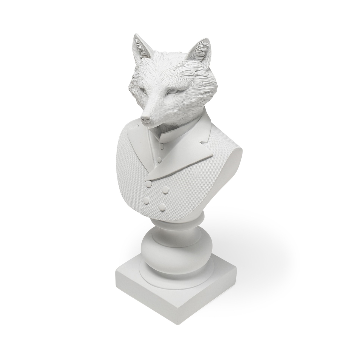 392390 Resin Suited Fox Bust Decor Piece, White
