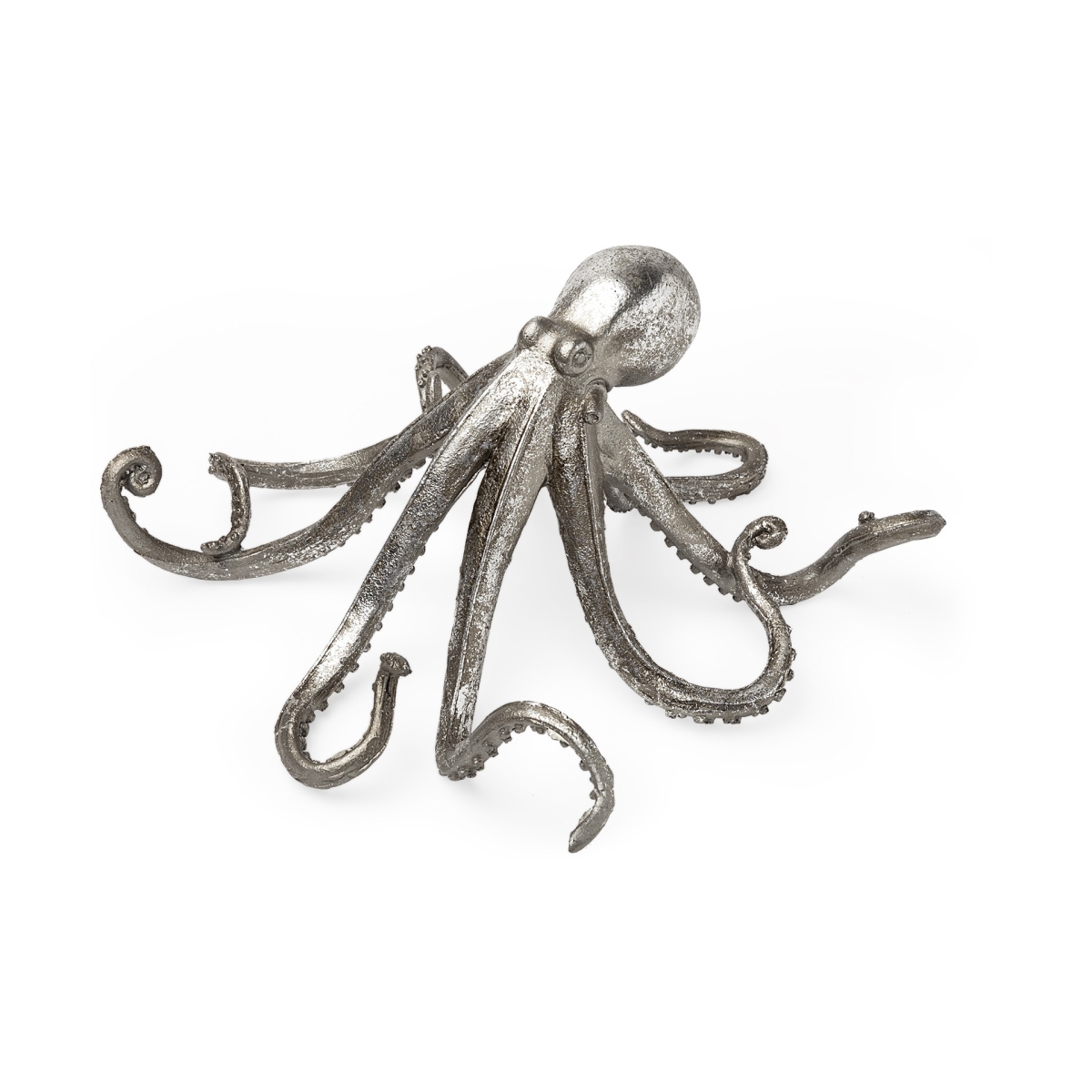 12 x 7 x 13 in. Silver Resin Octopus Sculpture