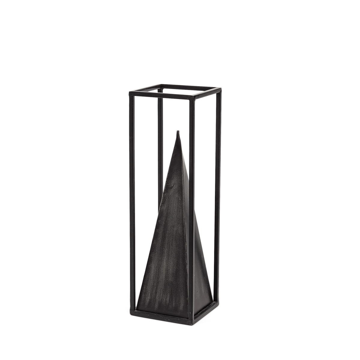 13 x 4 x 4 in. Petite Black Metal Framed Pyramid Decor Piece
