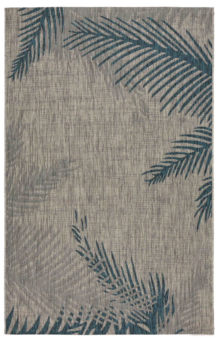 8 x 9 ft. Palm Leaves Indoor Outdoor Rectangle Area Rug - Grey