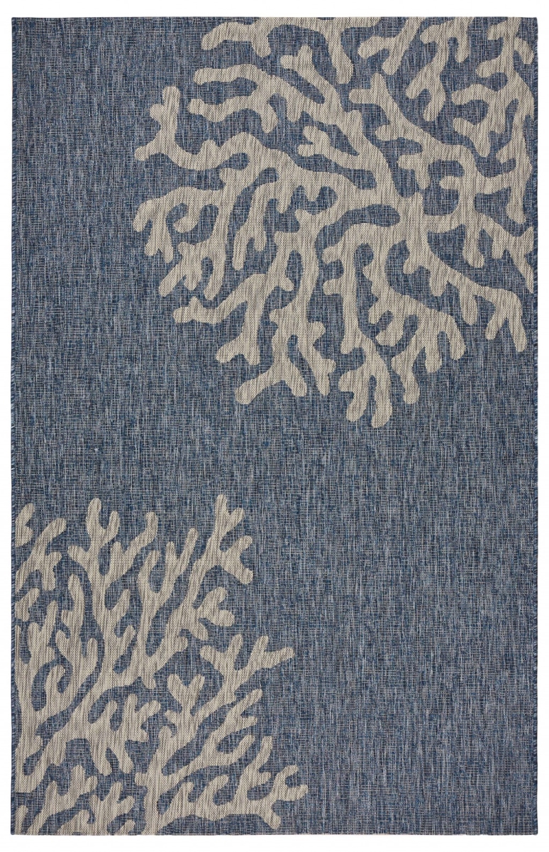 5 x 7 ft. Coral Reef Indoor Outdoor Rectangle Area Rug, Navy