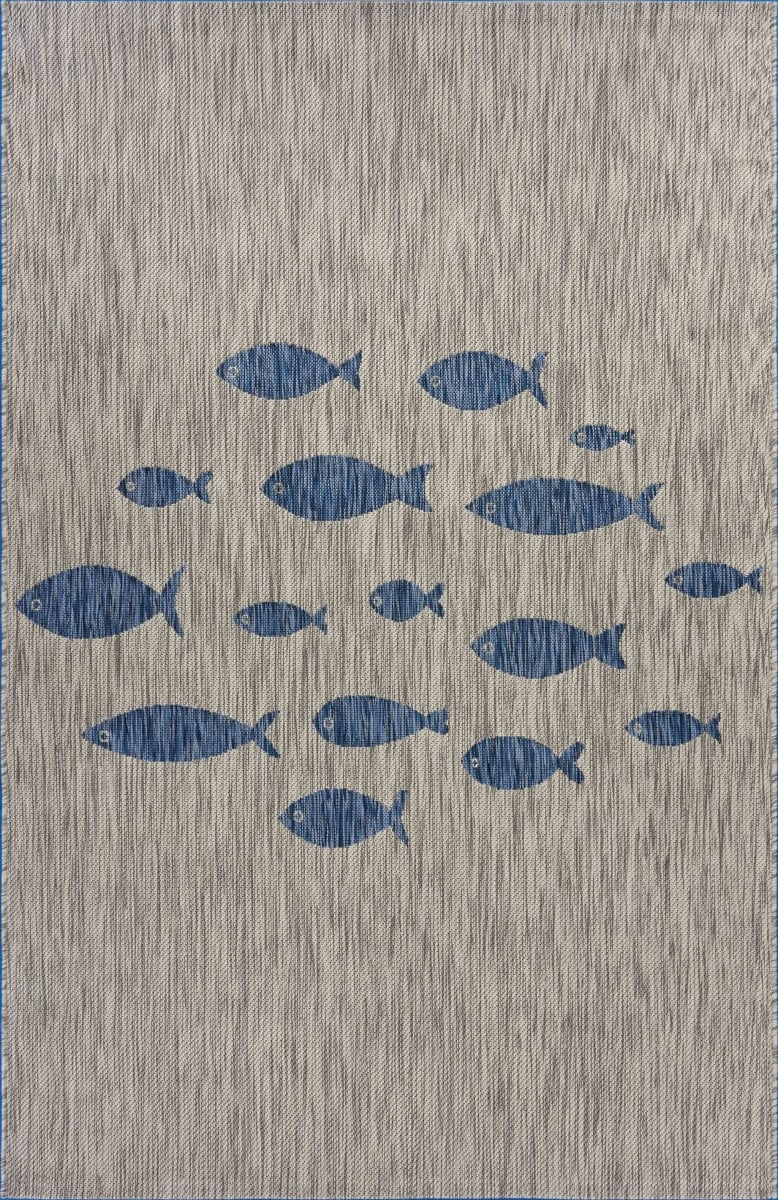 393764 8 x 10 ft. Gray Coastal Indoor & Outdoor Area Rug
