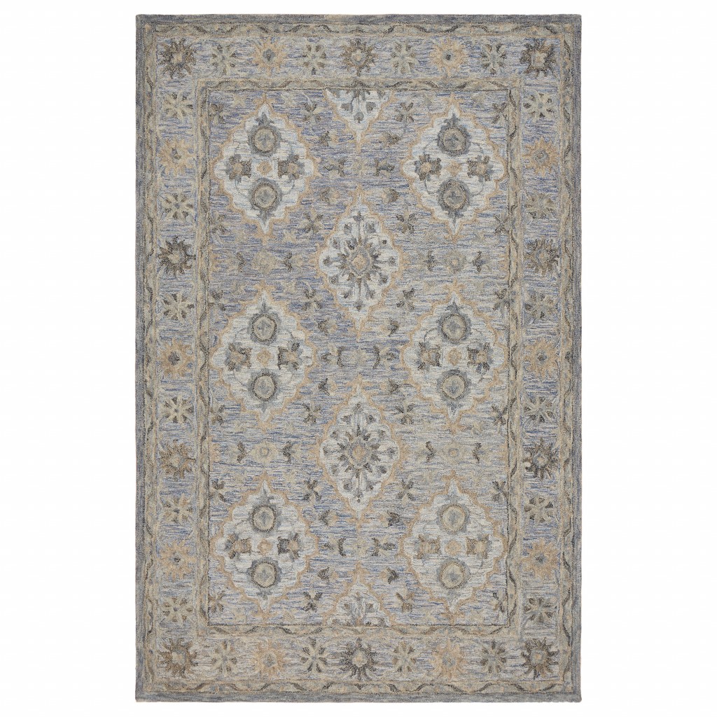 5 x 8 ft. Blue & Tan Traditional Area Rug