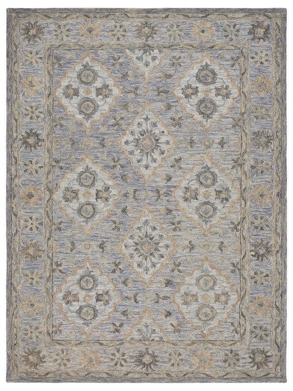8 x 10 ft. Blue & Tan Traditional Area Rug