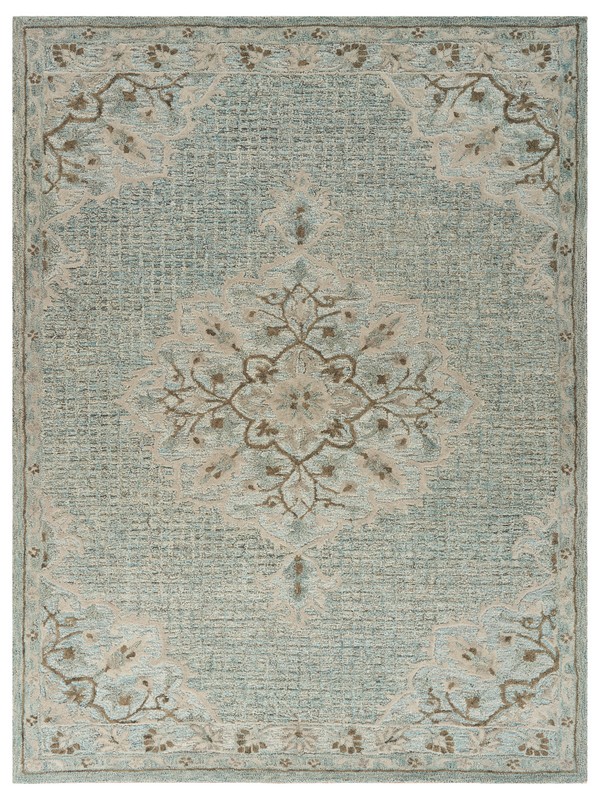 9 x 12 ft. Blue & Beige Flor Medallion Area Rug