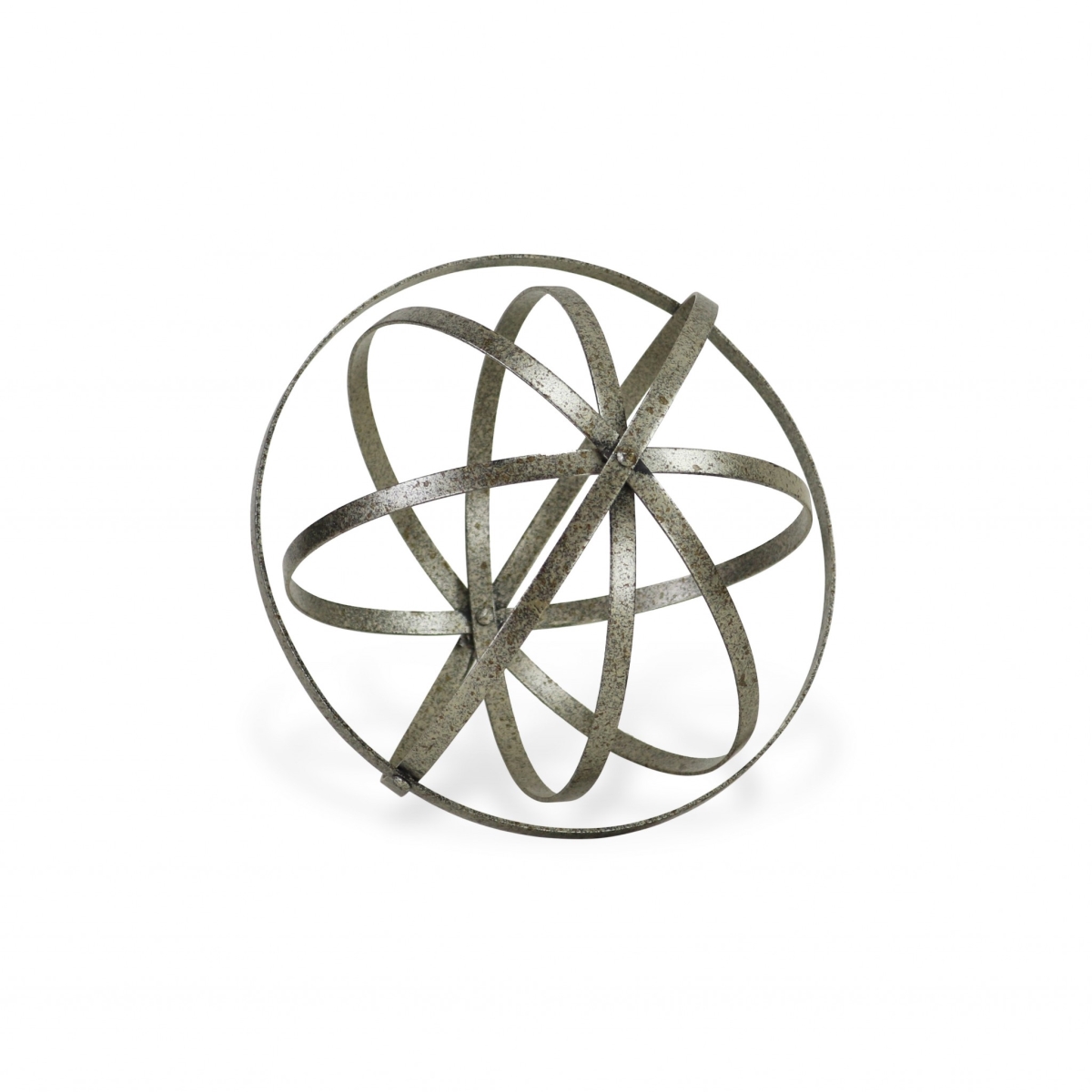 10 in. Speckled Gray Metal Orb Decorative Sculpture