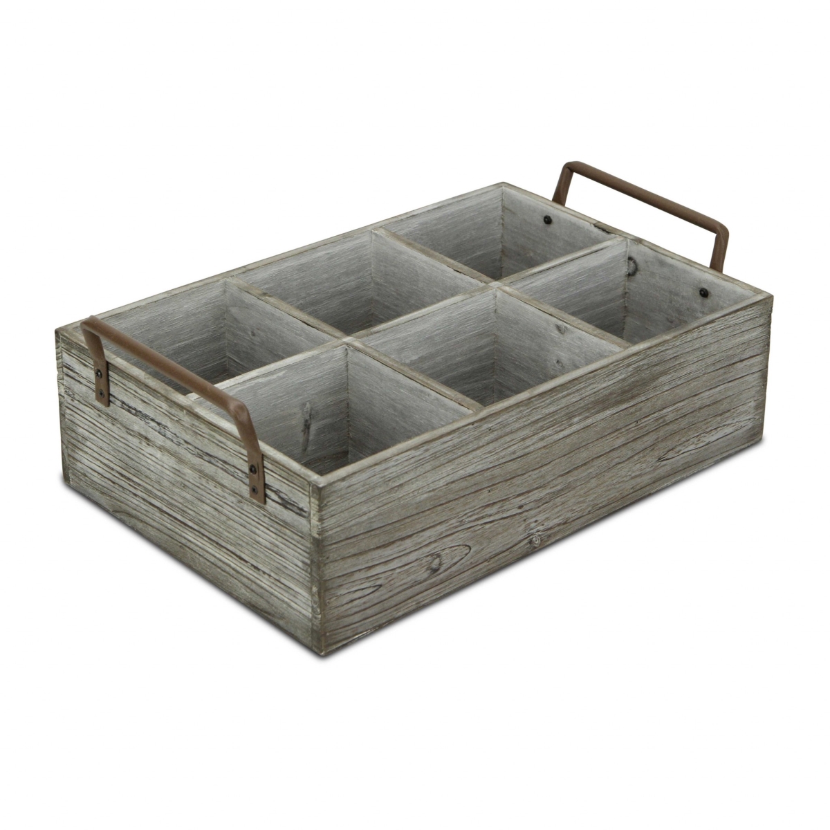 Picture of HomeRoots 399662 5.25 x 15 x 9.25 in. Rustic Gray Wash Six Slot Wooden Caddy