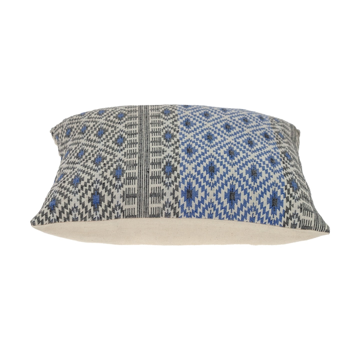 16 x 16 x 5 in. Gray & Blue Aztec Diamond Throw Pillow