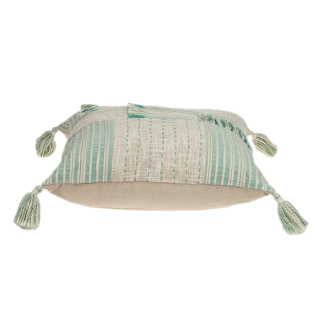 20 x 20 x 5 in. Cream & Mint Woven Throw Pillow
