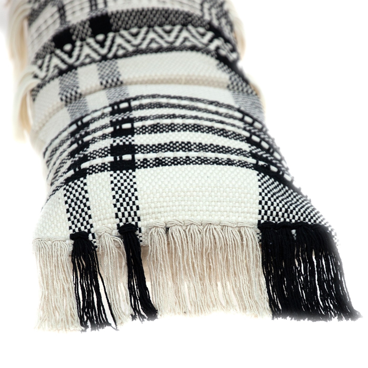 35 x 12 x 4 in. Black & White Geo Long Lumbar Throw Pillow