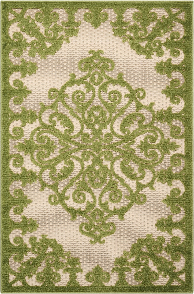 384736 3 x 4 ft. Green Medallion Indoor & Outdoor Area Rug