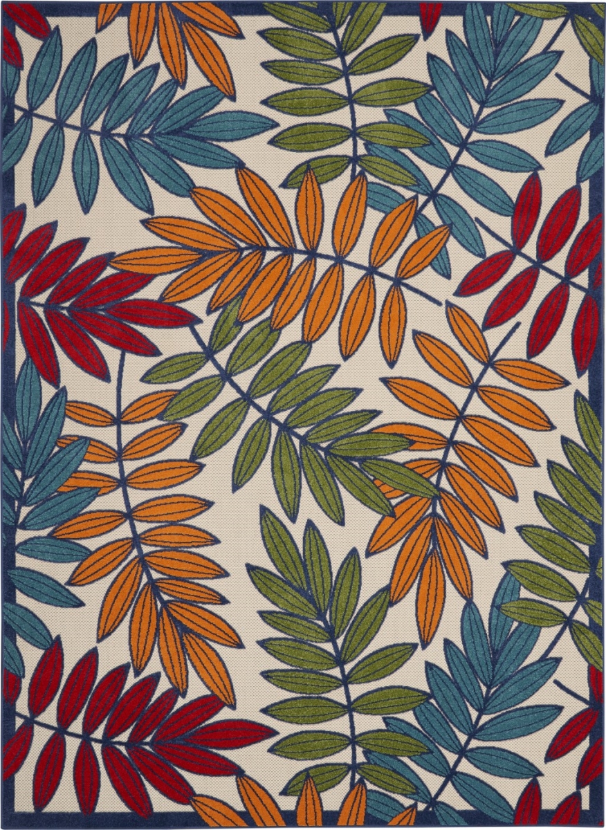 384946 7 x 10 ft. Multi Color Leaves Indoor & Outdoor Area Rug