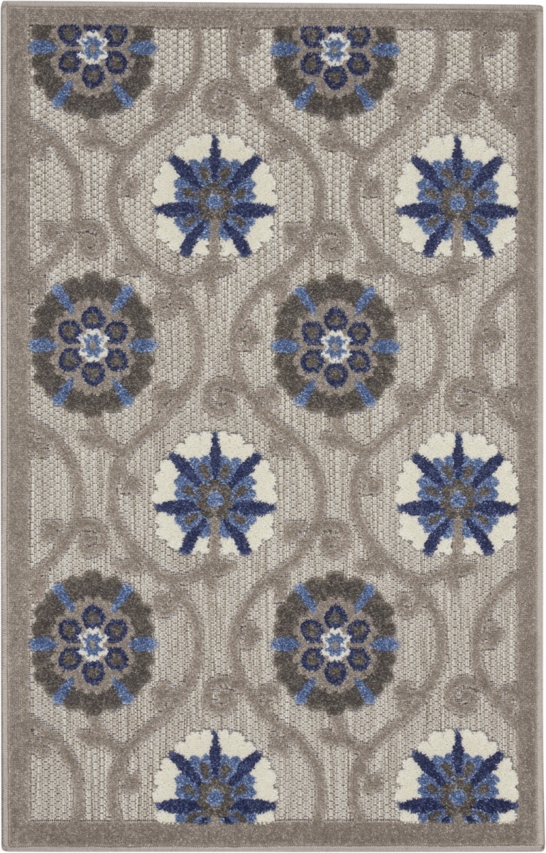 2 ft. 8 in. x 4 ft. Indoor & Outdoor Rectangle Area Rug - Gray & Blue