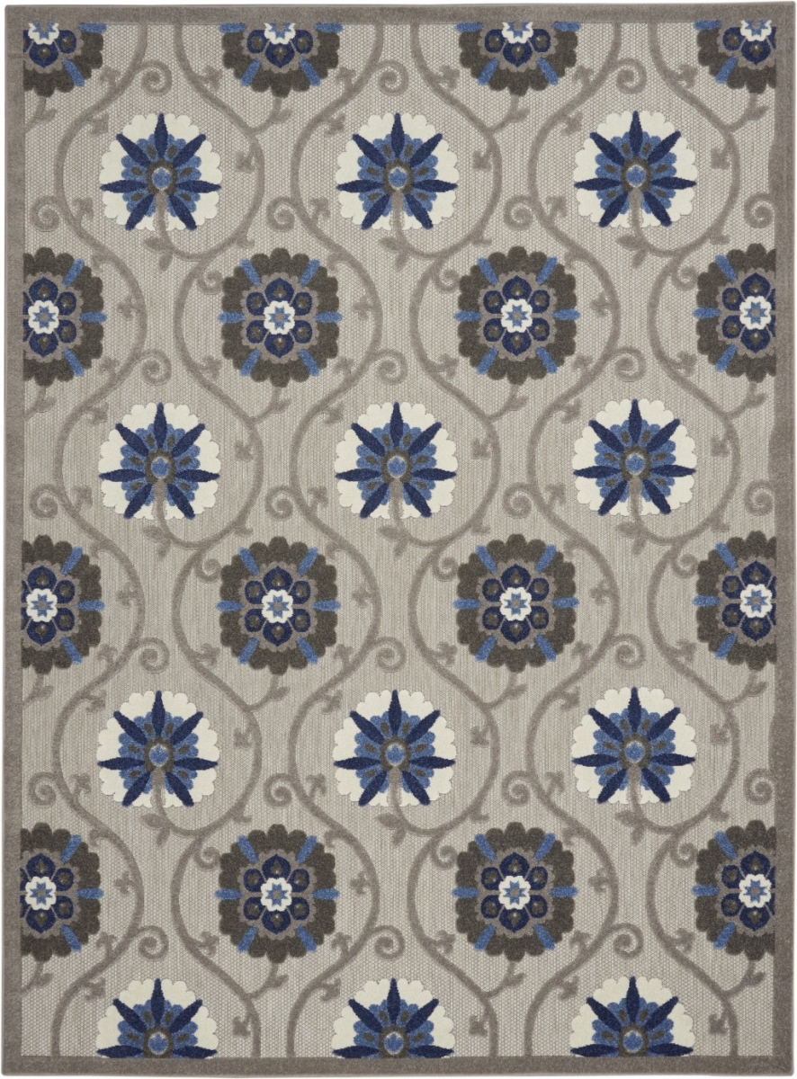 8 x 11 ft. Gray & Blue Indoor & Outdoor Area Rug
