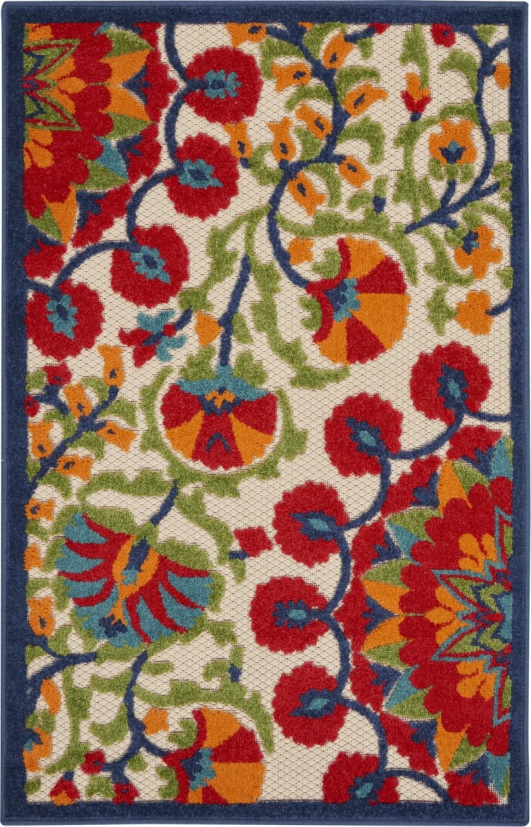 3 x 4 ft. Red & Multi Color Indoor & Outdoor Area Rug
