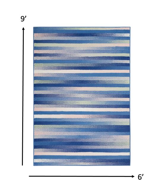 385876 6 x 9 ft. Blue & Ivory Halftone Stripe Area Rug