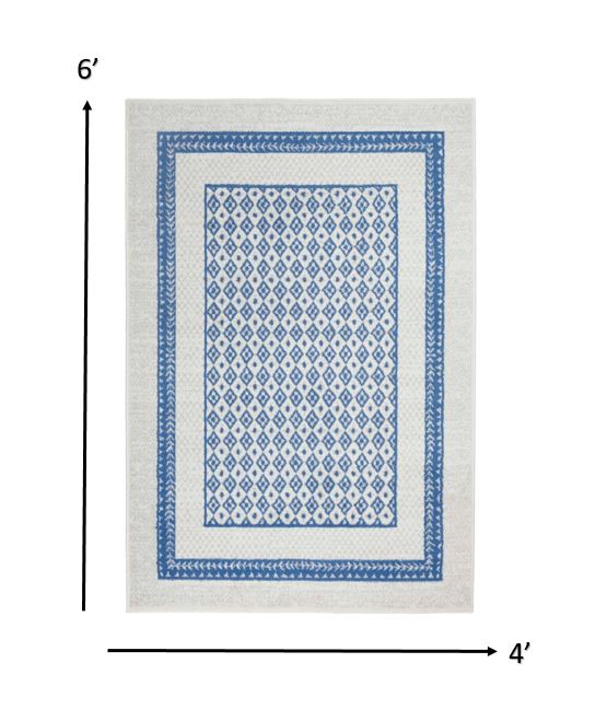 4 x 6 ft. Ivory & Blue Geometric Area Rug