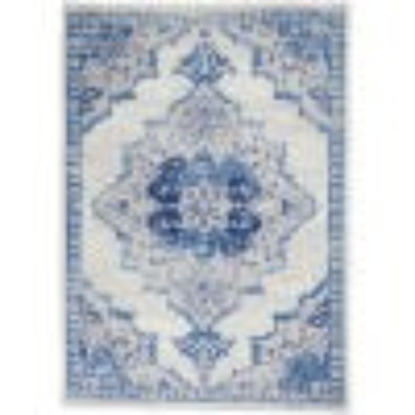 4 x 6 ft. Ivory & Blue Medallion Area Rug