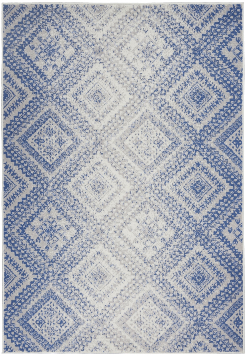 6 x 9 ft. Ivory & Blue Lattice Area Rug