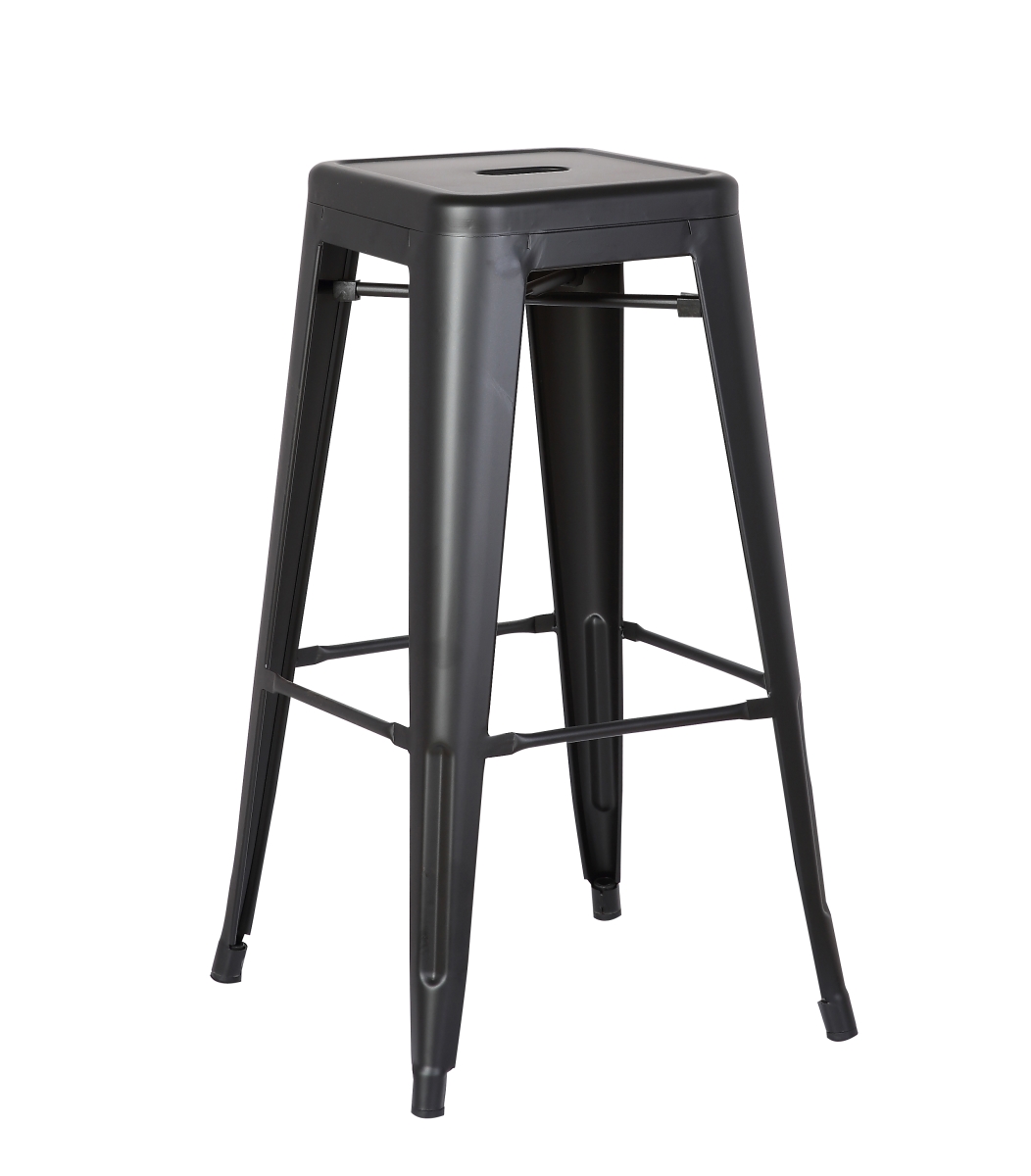 30 x 17 x 17 in. Matte Black Backless Metal Barstool  Set of 2