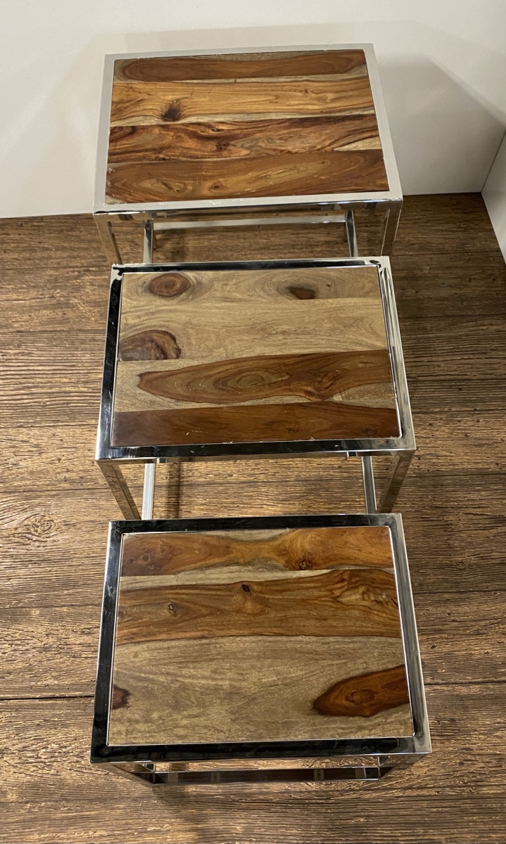 20.5 x 16 x 20 in. Modern Rustic Stainless Steel Nesting Tables