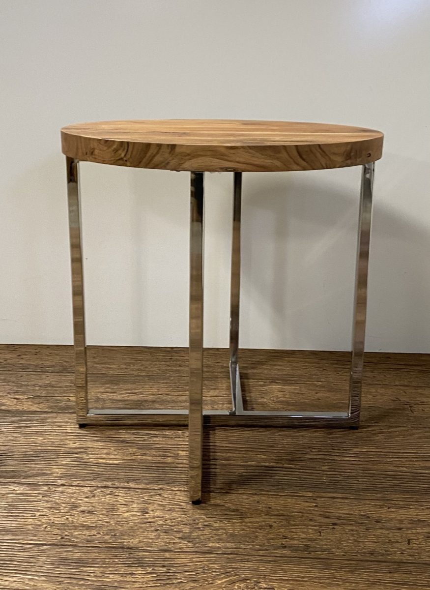 21.5 x 21 x 21 in. Modern Rustic Stainless Steel Side or End Table