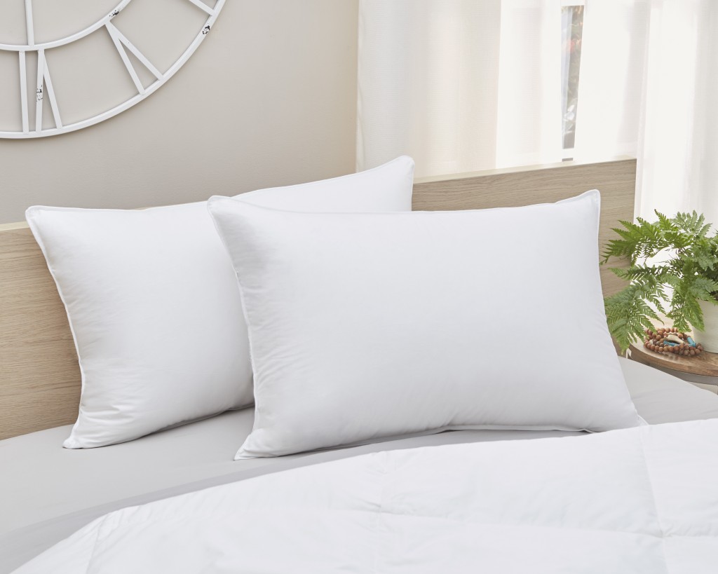30 x 20 x 4.5 in. Premium Lux Down Queen Size Medium Pillow, White