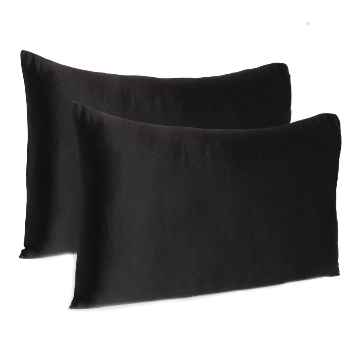 20 x 26 in. Black Dreamy Silky Satin Standard Size Pillowcases