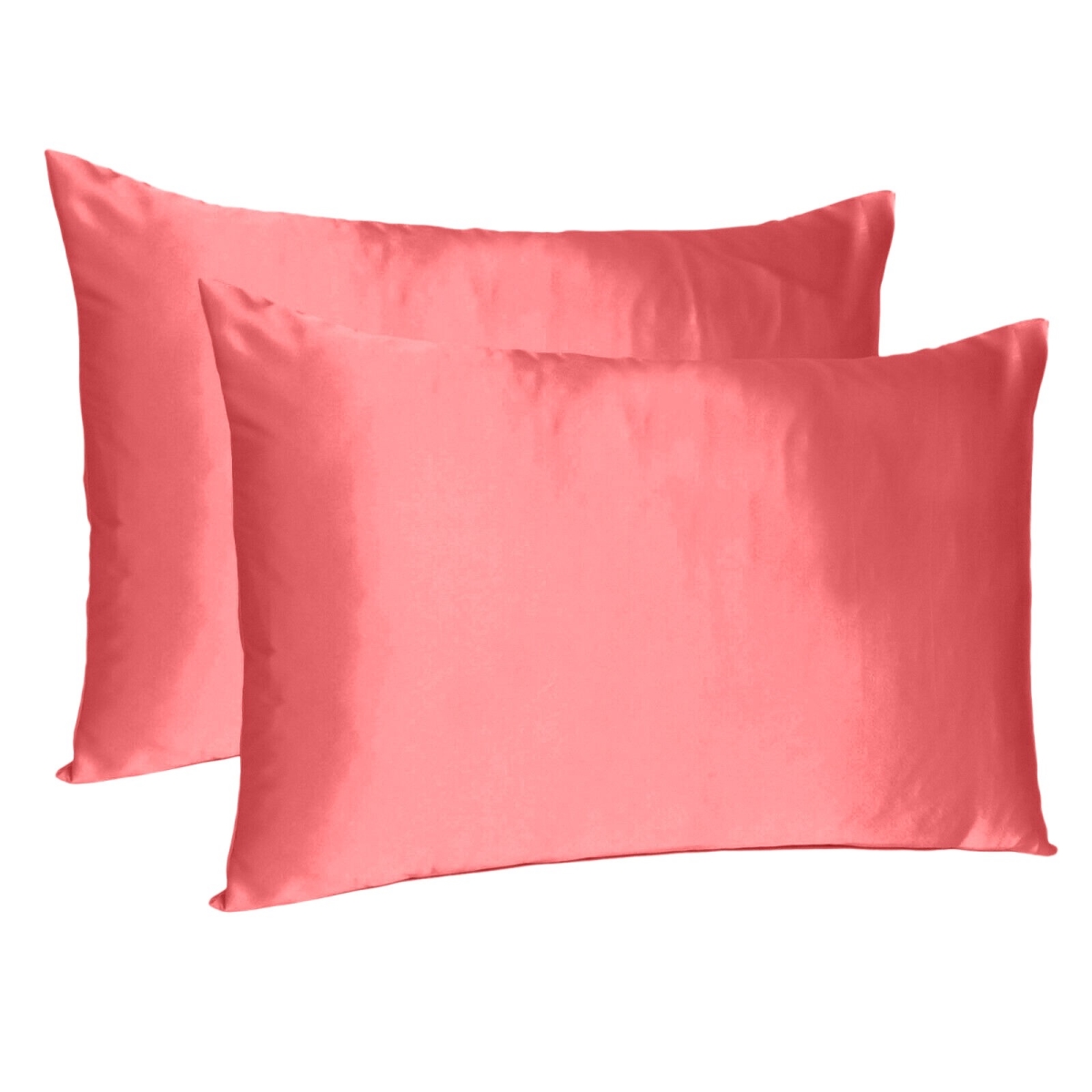 20 x 26 in. Coral Dreamy Silky Satin Standard Size Pillowcases