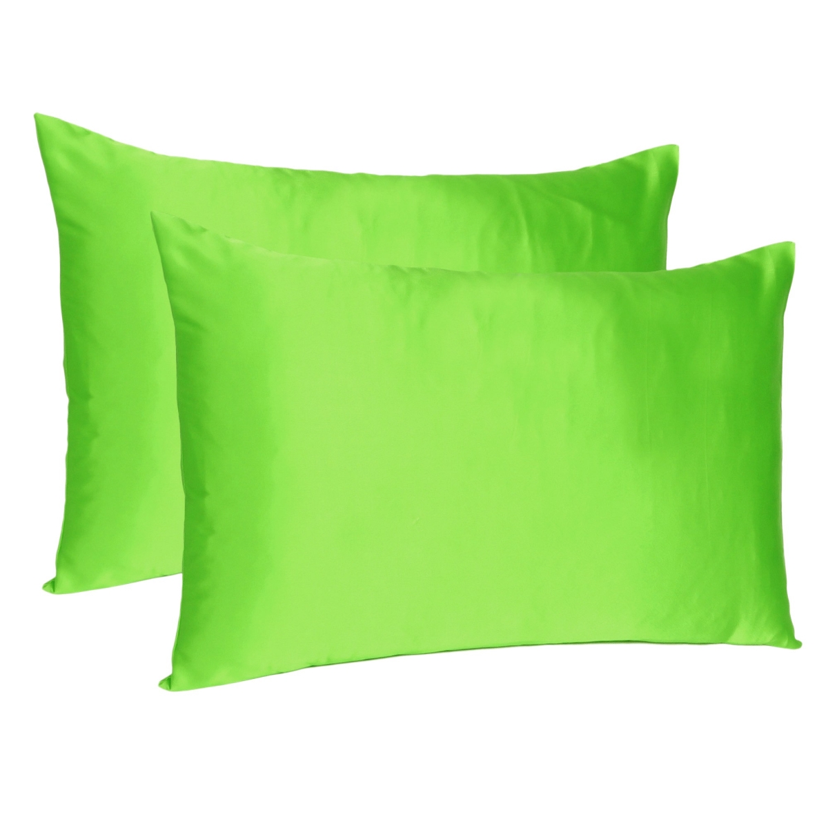 20 x 26 in. Bright Green Dreamy Silky Satin Standard Size Pillowcases