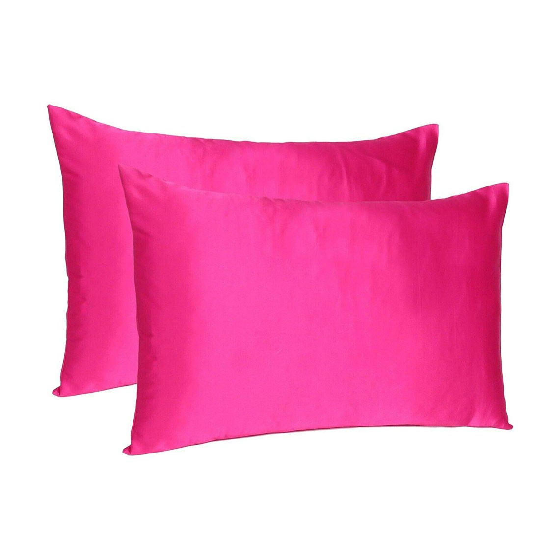 20 x 26 in. Fuchsia Dreamy Silky Satin Standard Size Pillowcases
