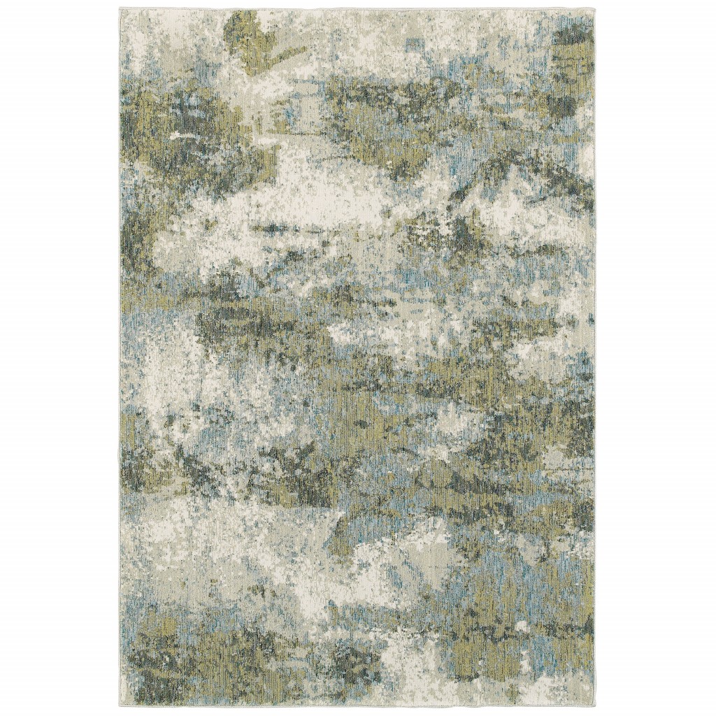7 x 10 ft. Blue & Sage Distressed Waves Indoor Area Rug