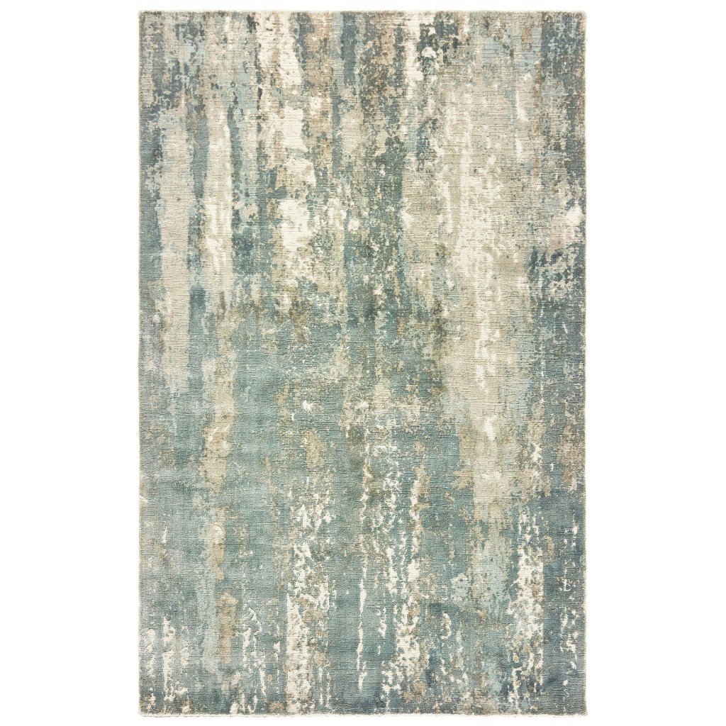 Blue & Gray Abstract Splash Indoor Area Rug - 10' x 14'