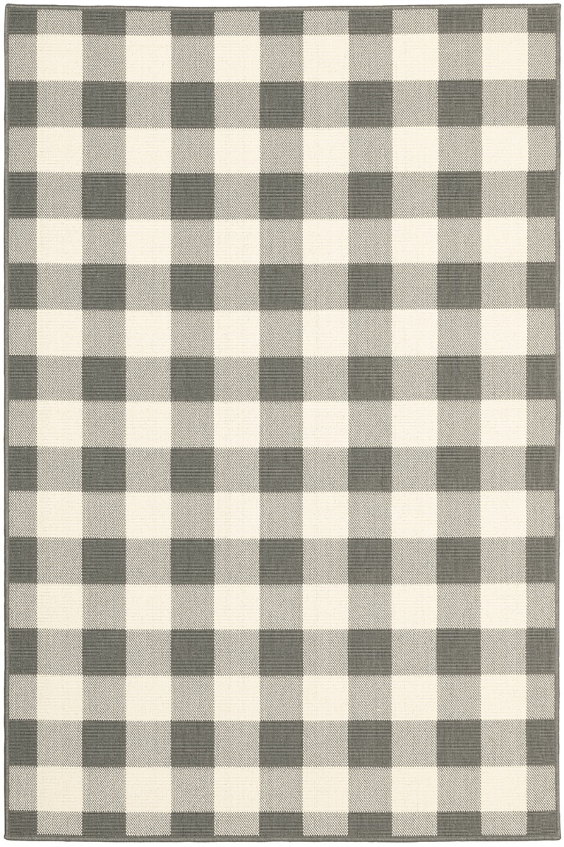 8 x 11 ft. Gray & Ivory Gingham Indoor & Outdoor Area Rug