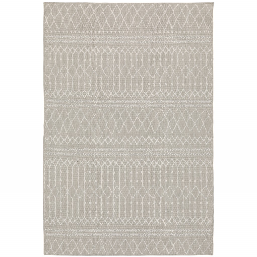 3 x 5 ft. Gray & Ivory Geometric Indoor & Outdoor Area Rug