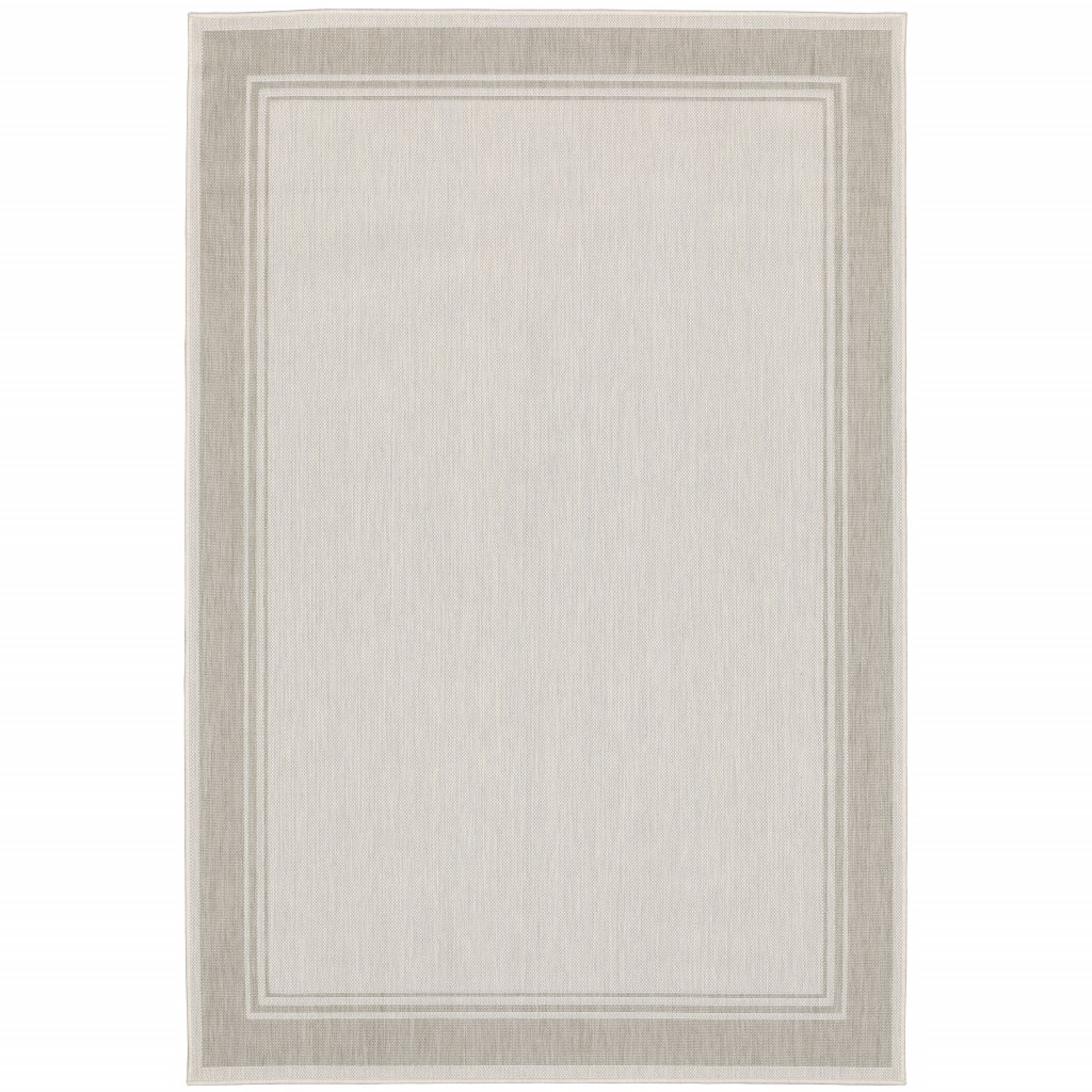 389546 8 x 10 ft. Ivory & Gray Bordered Indoor & Outdoor Area Rug