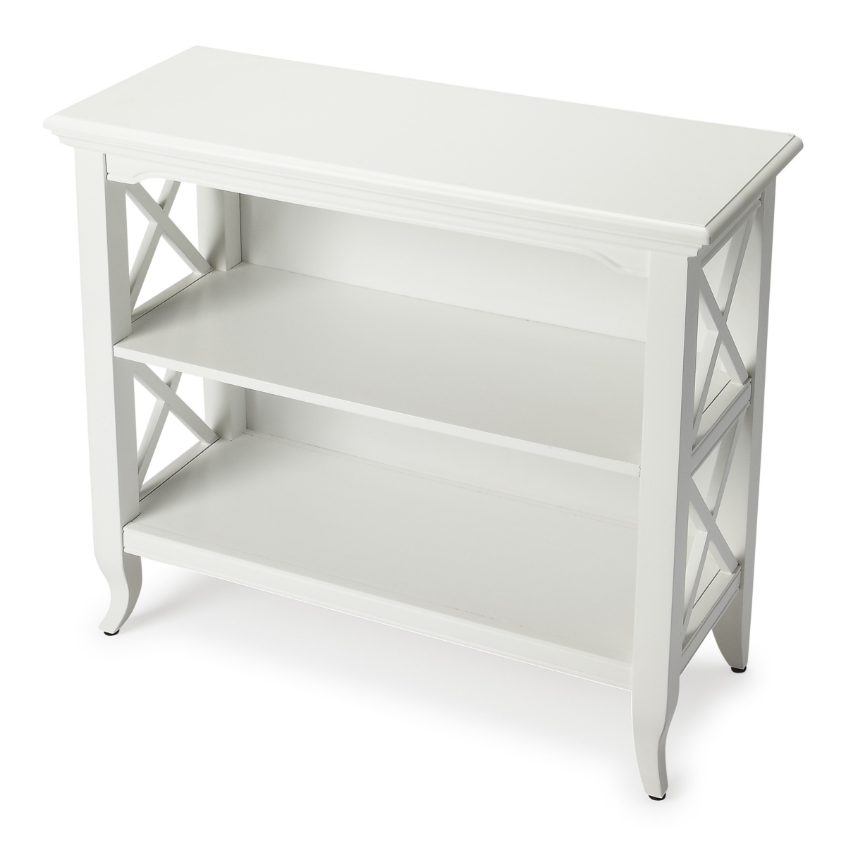 Picture of HomeRoots 389557 30.25 x 32 x 13 in. Newport Glossy White Low Bookcase