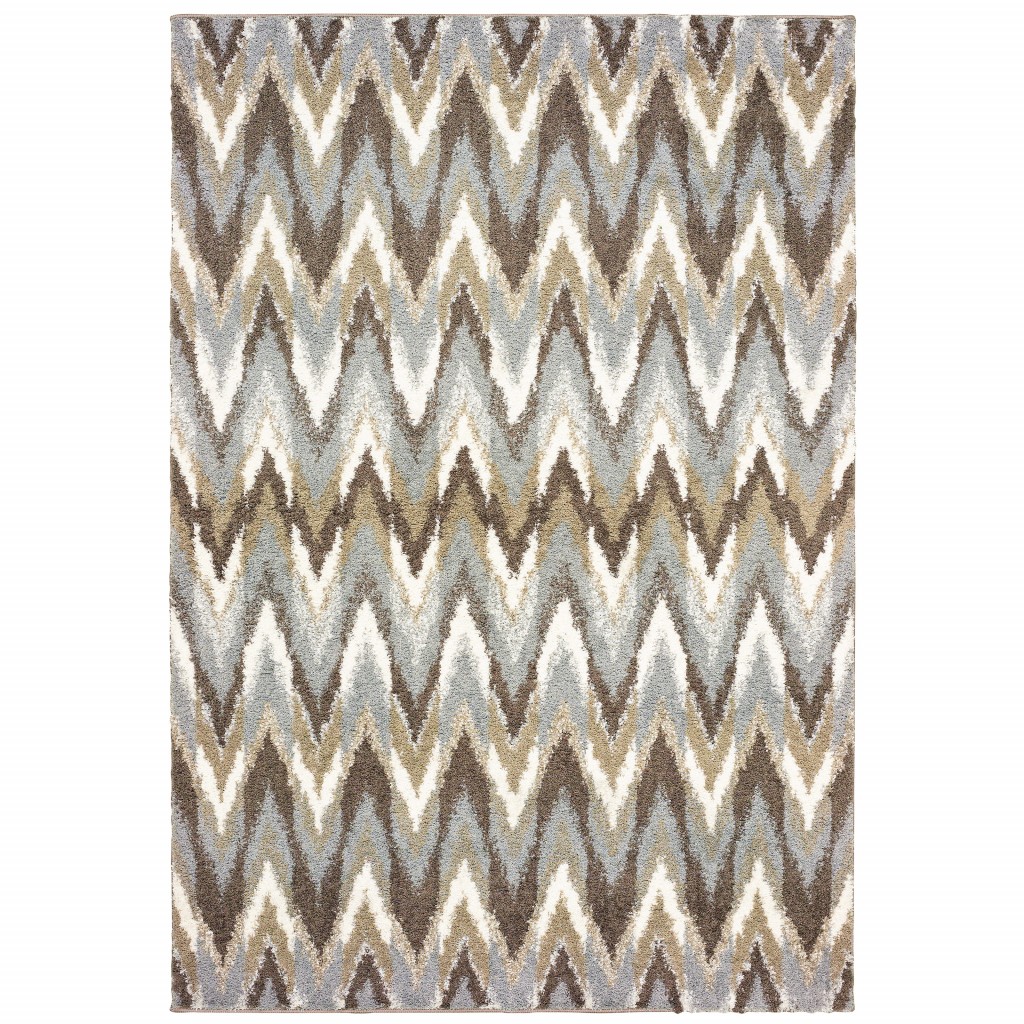 8 x 11 ft. Ikat Pattern Area Rug - Gray & Taupe