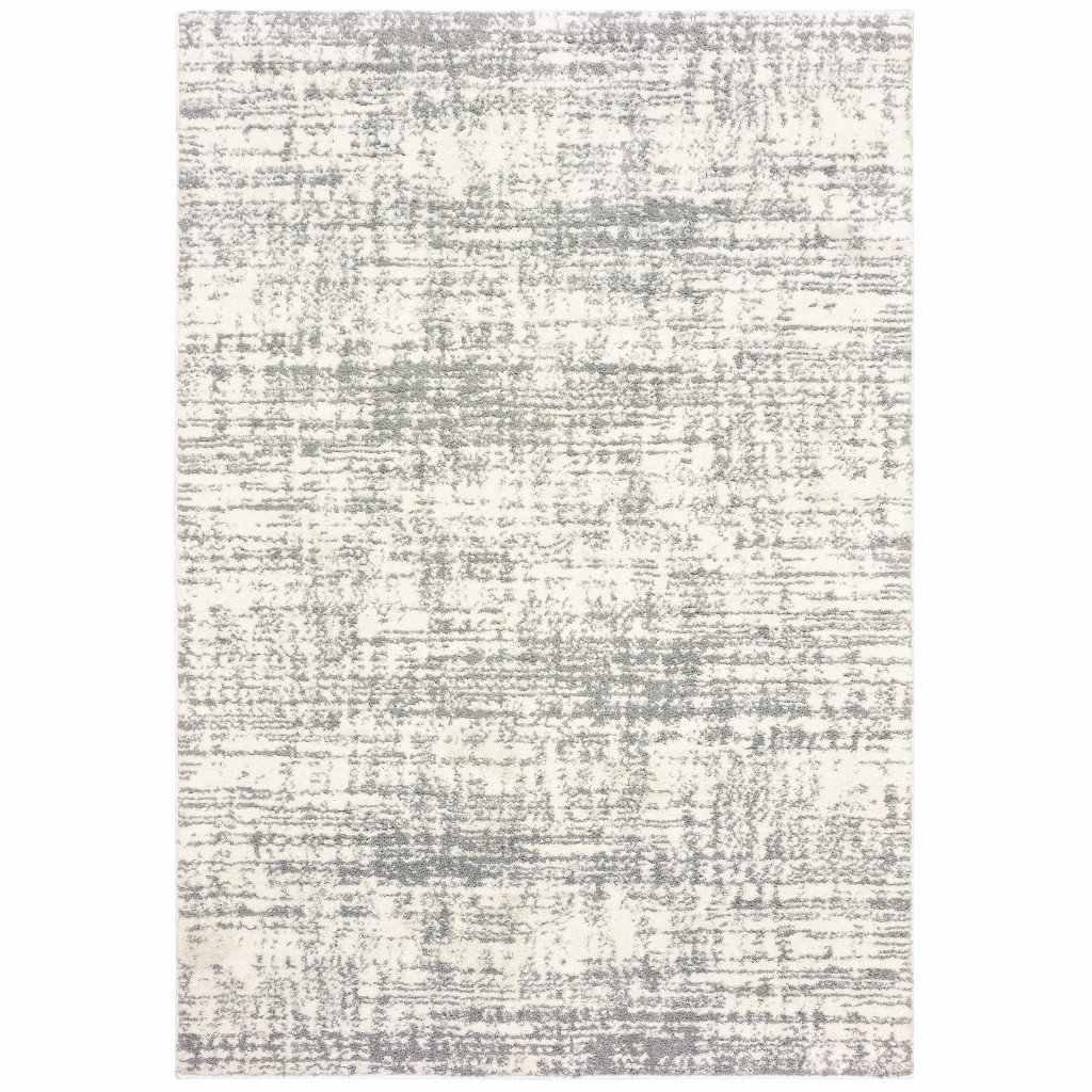 Abstract Strokes Area Rug - Ivory & Gray - 10 x 13 in.