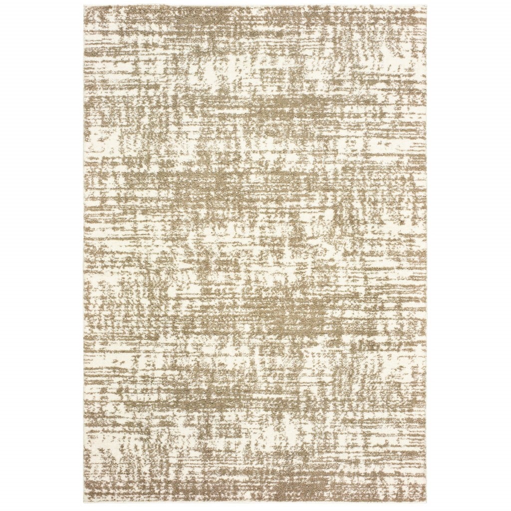 Ivory & Gray Abstract Strokes Area Rug - 5 x 8 ft.